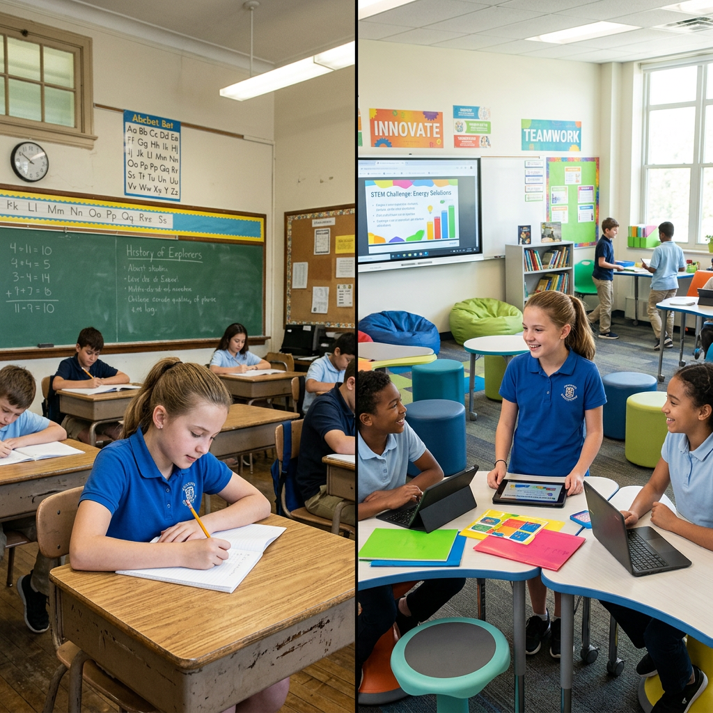Split classroom same pupil different environments